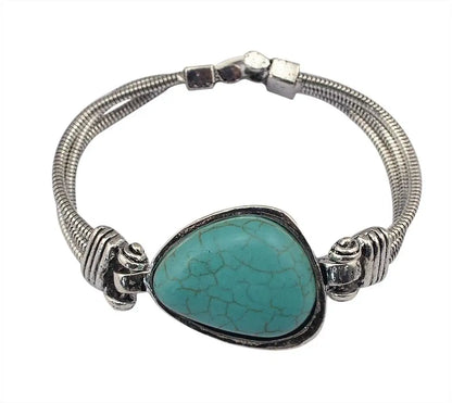 Tibet Vintage Big Green Stone Turquoises Bracelet Women Men Bohemian Gypsy Turkish Tribe Indian Ethnic Bracelets Bangles Jewelry