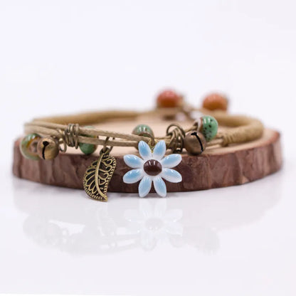 Women's Flower leaf Ceramic hand made DIY Bracelets Artware Retro bracelet for woman girl gift Jewelery wholesale #1241