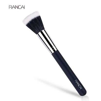 RANCAI 1pcs Full Size Powder Brush Blusher Contour Skin Care Black Fiber Stippling Brush Cosmetic Make Up Beauty Tools