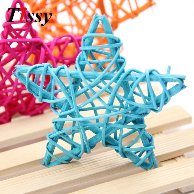 10PCS 6CM Lovely Rattan Star Sepak Takraw Christmas/Birthday&Home Wedding Party Decorations DIY Ornaments Rattan Ball Kids Toys