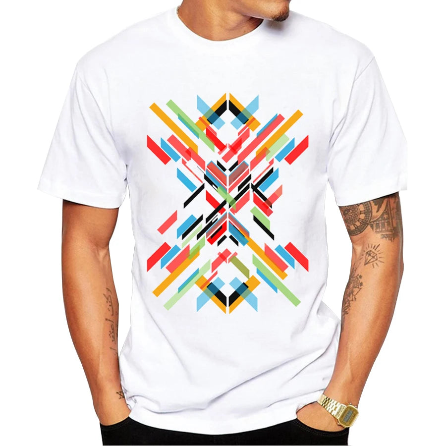 2023 Fashion Retro Wood/ Record Printed Men T shirt Short Sleeve Casual t-shirt Hipster Fractal Pattern tees Cool Tops