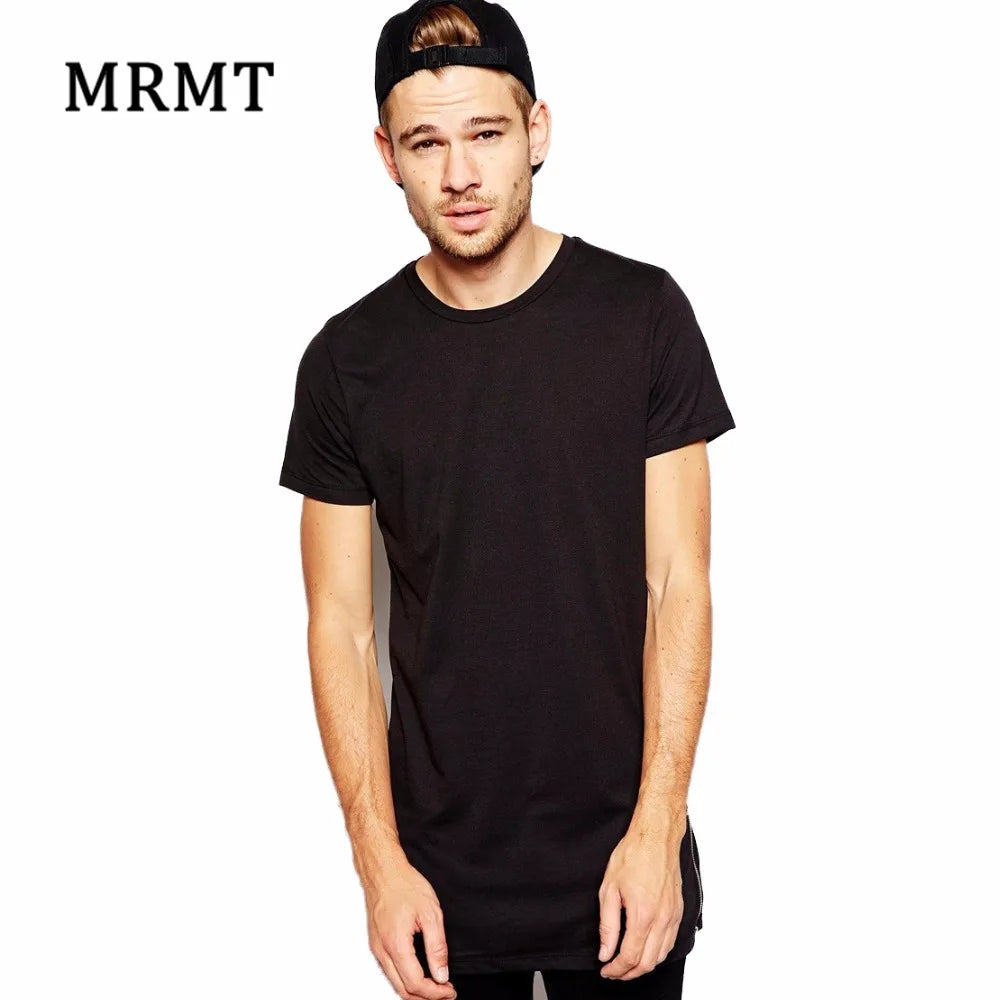 2024 MRMT Brand New Clothing Mens  Long T Shirt Hip Hop Extra Longline T-Shirt For Male Tshirt Zipper Man Leisure T Shirts