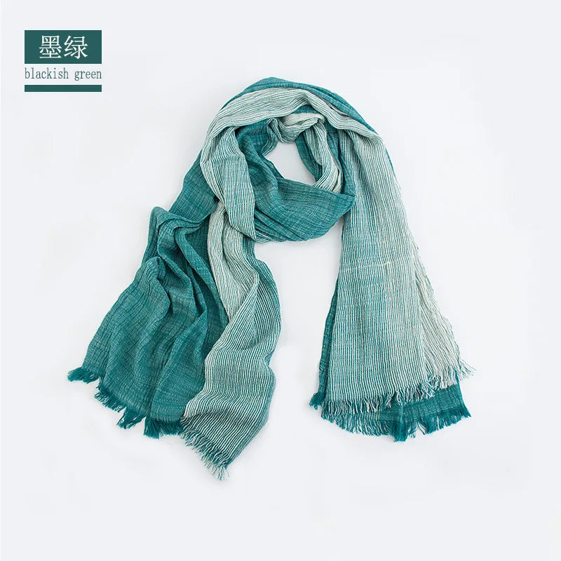 2022 Wholesale Brand Winter Scarf Men Warm Soft Tassel Bufandas Cachecol Gray Plaid Woven Wrinkled Cotton Men Scarves