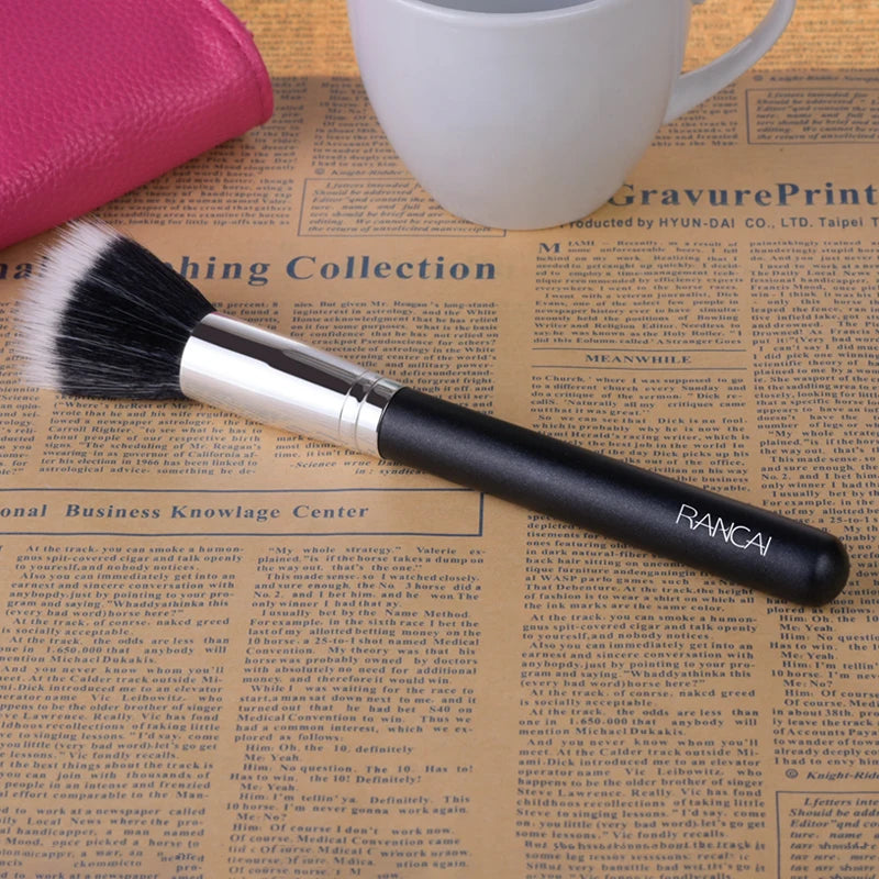 RANCAI 1pcs Full Size Powder Brush Blusher Contour Skin Care Black Fiber Stippling Brush Cosmetic Make Up Beauty Tools