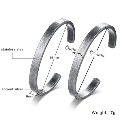 Vnox Vintage Viking Cuff Bracelets Bangles for Men Women Simple Classic Pulseras hombre Stainless Steel Male Jewelry