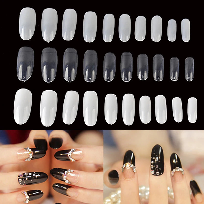 500pcs Oval Clear/Nature/White Fake Nails Salon Full Cover French Unhas Artificiais Acessorios Para Mulher Press On Nails Cheap