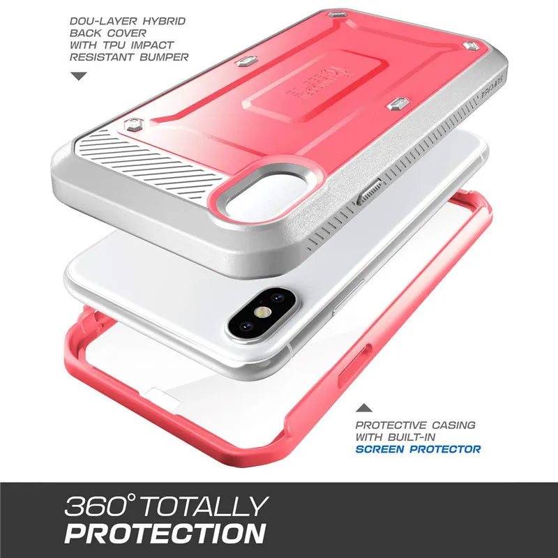 SUPCASE For iPhone X XS Case UB Pro Series Full-Body Rugged Holster Clip Cover with Built-in Screen Protector