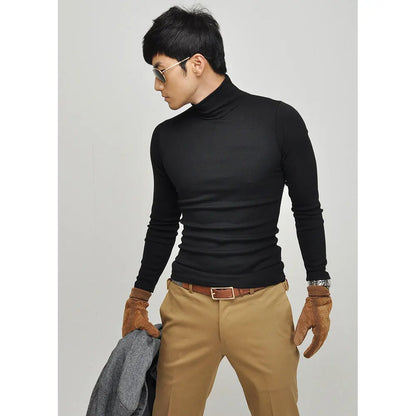 100% quality Men's long-sleeve T-shirt Sexy turtleneck high-elastic lycra cotton t shirt 7 colors S-XXXL st-803 Free shipping