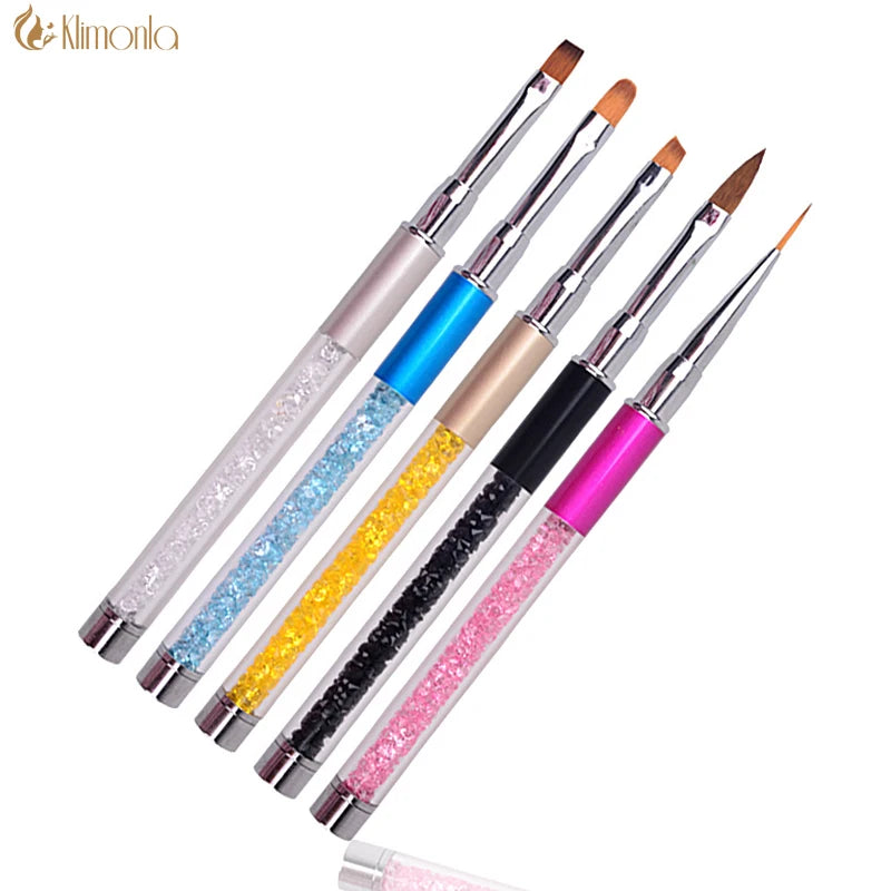 Rhinestone Nails Art Brush Crystal Metal Acrylic Handle Carving Gel Polish Decoration  Painting Drawing Salon Nail Art Pen 5stye