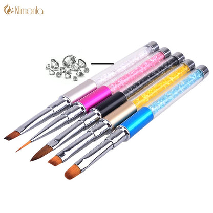 Rhinestone Nails Art Brush Crystal Metal Acrylic Handle Carving Gel Polish Decoration  Painting Drawing Salon Nail Art Pen 5stye