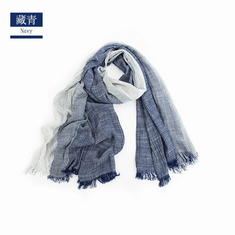 2022 Wholesale Brand Winter Scarf Men Warm Soft Tassel Bufandas Cachecol Gray Plaid Woven Wrinkled Cotton Men Scarves