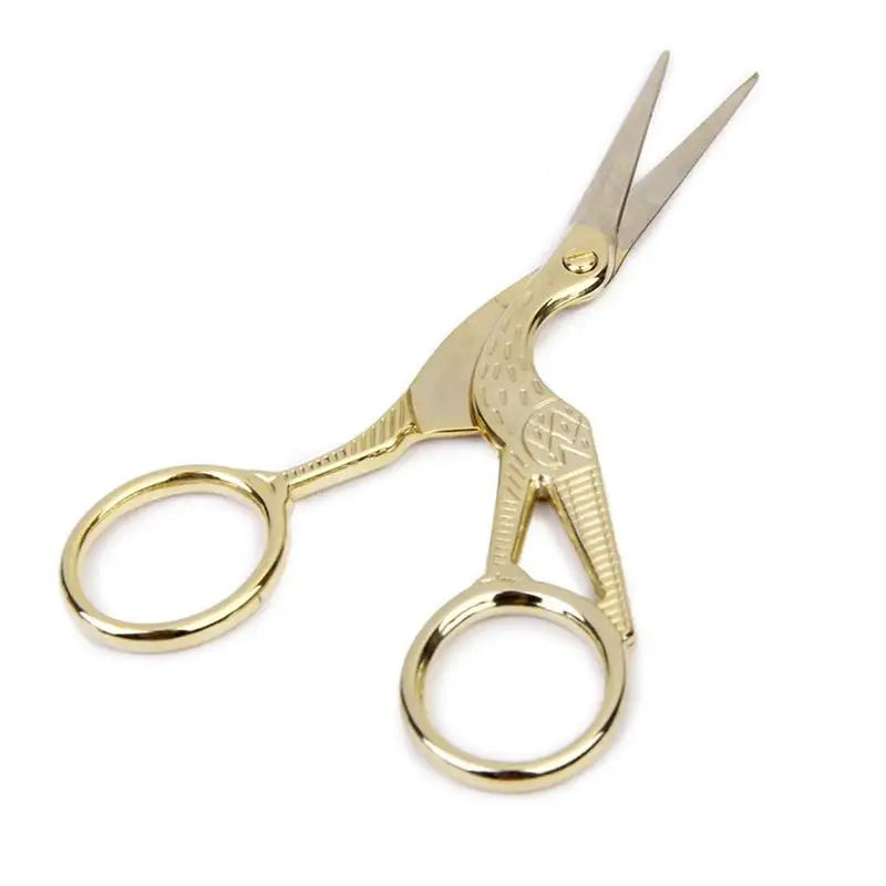 Stainless Steel Retro Tailor Scissor Crane Shape Sewing Small Embroidery Craft CrossStitch Scissors DIY Home Tools (Golden)