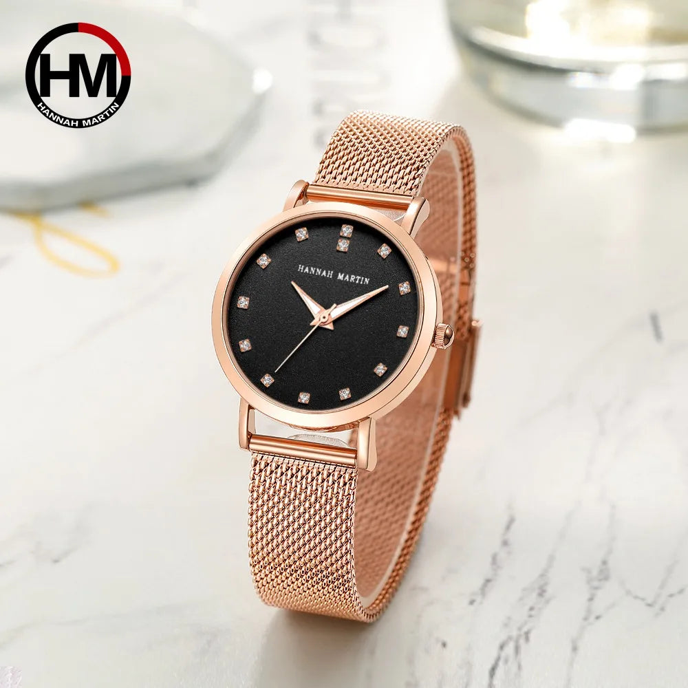 Women Watches Top Luxury Brand Rhinestone Stainless Steel Mesh Wristwatches Waterproof Relogio Feminino