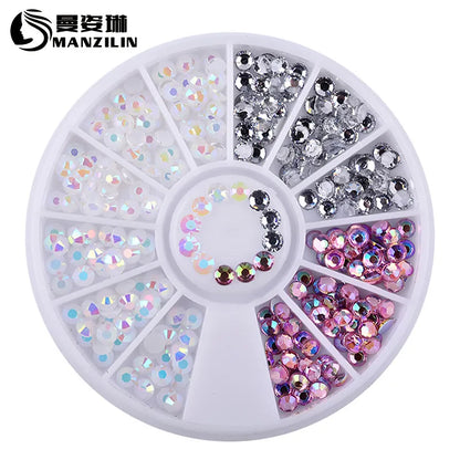 1 Box Colorful 3D Jelly AB Acrylic Wheel Nail Stickers Decoration DIY Nail Art Tips Jewelry Rhinestones Manicure Tools