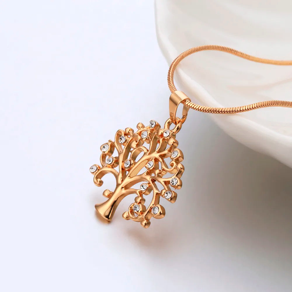 Tree Of Life Necklace for Women Gold Silver Color Short Choker Small Crystal Female Pendant Necklace Jewelry 2021 Party Gift