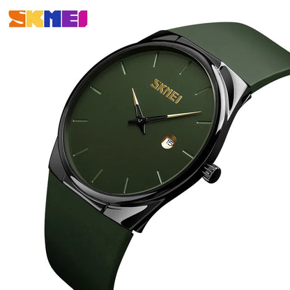 SKMEI Quartz Watch Men Lady Fashion Mens Women Wristwatches Waterproof PU Small Dial Watches Army Green relogio masc 1509