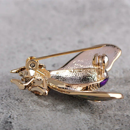 Blucome Beautiful Green Purple Enamel Insect Bee Brooch Crystal Gold-color Alloy Metal Brooches For Shoulder Scarf Sweater Pins