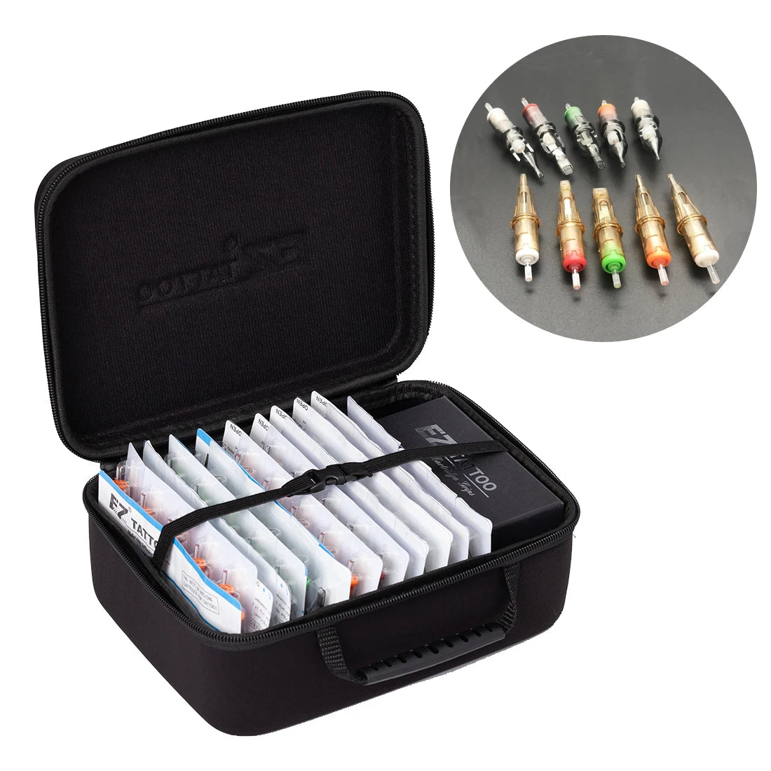 100 Pcs EZ V-Select Cartridge Tattoo Needle Kits RL RS M1 M1C Mixed Size with 2 Pcs Tattoo Grips Tattoo Kits Supply