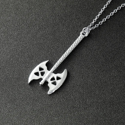 Dwarf Gimlis Axe Necklace Tolkien Gimli Double Blade Axe Silver Color Pendant Viking Jewelry For Women Men Jewlery Wholesale