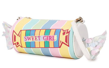 Sweet Candy Design Shoulder Bag Color Stripe Pu Women Clutch Bag Embroidered Letters Casual Crossbody  Bag Female Pouch 2021