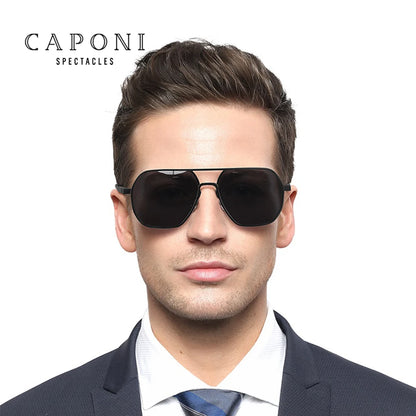 CAPONI Men Sunglasses Photochromic Polarized Sun Glasses Eye Protection Anti UV Ray Fashion Retro Eyewear gafas de sol BS8692