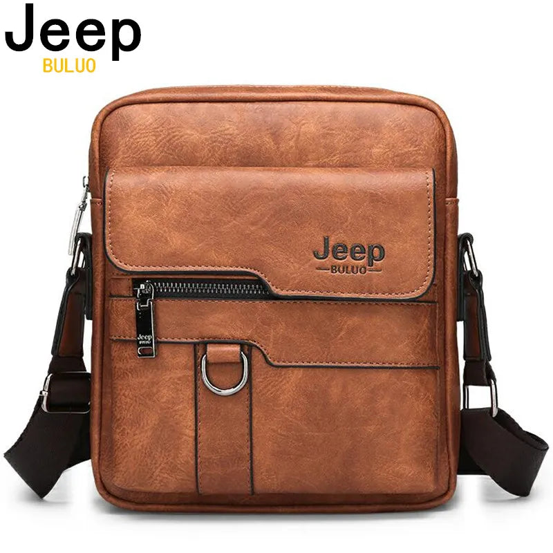 JEEP BULUO Man Leather Bag Shoulder Crossbody Bags For Men Cow Split Leather Male iPad Business Messenger Bag Drop Shipping