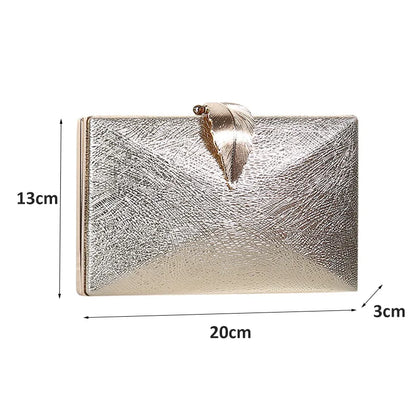 Luxy Moon Women's Wedding Clutch Bag Gold Purse Ladies Handbag Party Purse For Bridal Metal Leaf Lock Shoulder Bag  ZD1524