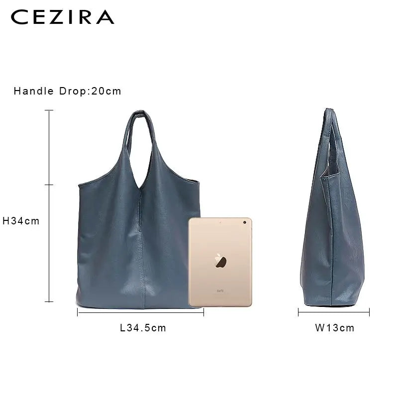 CEZIRA Fashion Individual Design Shoulder Bag For Women Vegan Leather Tote Two Colors Reversible Ladies PU Hobo Coin Purse Femal