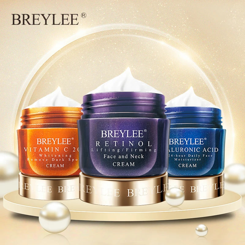 BREYLEE Face Cream Hyaluronic Acid Moisturizing Day Cream Retinol Anti Wrinkle Vitamin C Whitening Skin Care Acne Treatment 40g