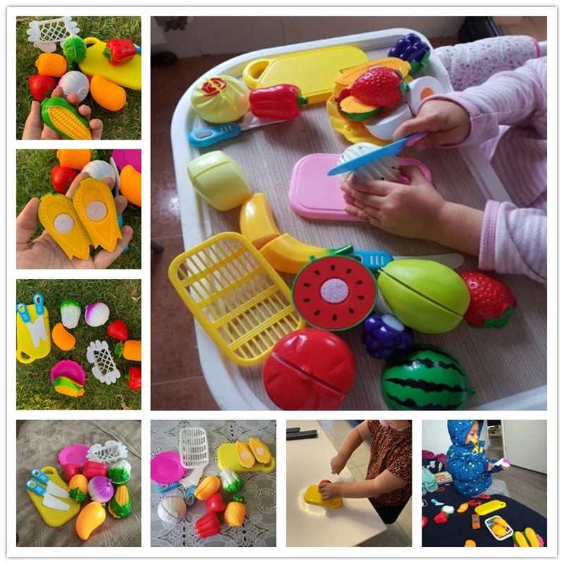 Children's Play House Toy Cut Fruit Plastic Vegetables Kitchen Baby Game Kids Toys Pretend Playset Educational Infant Toys