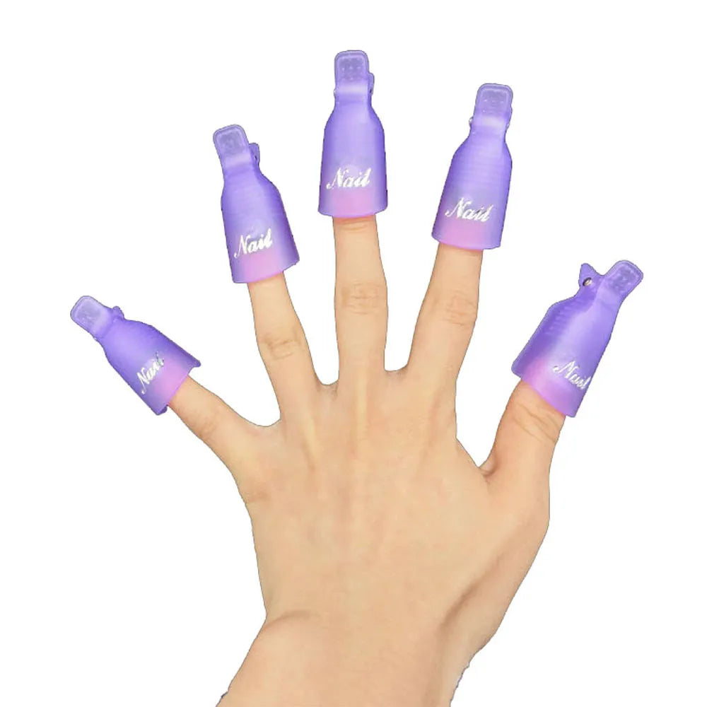 10pcs/lot Nail Remove Cap Clip 4Pink/Purple/White/Black Wraps Cleaner Soak Off UV Gel Varnish Nail Polish Tool Remover 4.5*2.2CM