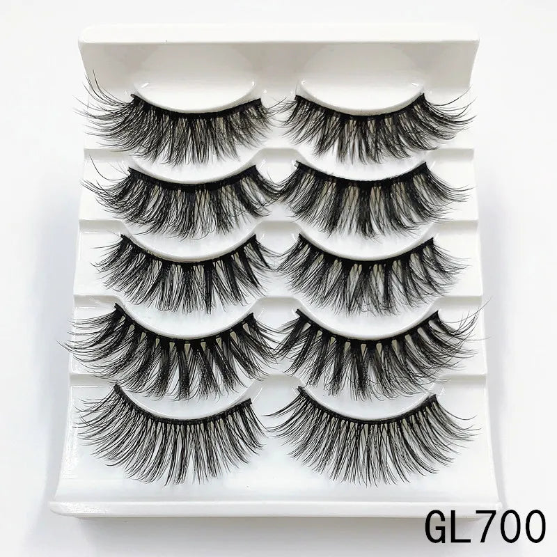 5 Pairs Faux Mink Eyelashes Fluffy Wispy Long Dramatic False Lashes Thick Volume Fake Eyelashes Natural Soft Extension Eyelash