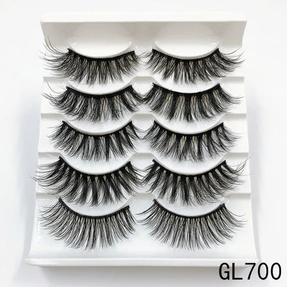 5 Pairs Faux Mink Eyelashes Fluffy Wispy Long Dramatic False Lashes Thick Volume Fake Eyelashes Natural Soft Extension Eyelash