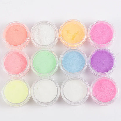 12 Boxes/Set Glow In Dark Glitter Nail Phosphorescent Powder Pigment Luminous  Shining Halloween Christmas Nail Art Decorations