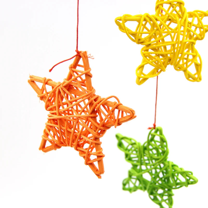 10PCS 6CM Lovely Rattan Star Sepak Takraw Christmas/Birthday&Home Wedding Party Decorations DIY Ornaments Rattan Ball Kids Toys