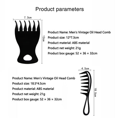 Handle Grip Large Tooth Detangling Curly Hair Comb Back Head Styling Beard Oil Comb Men Hairdressing Wide Teeth Comb Set Gift