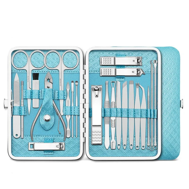 Qmake 23P Manicure Sets complete nail stretching kit manicura accesorios nail clipper Pedicure Tools All nail products  manucure