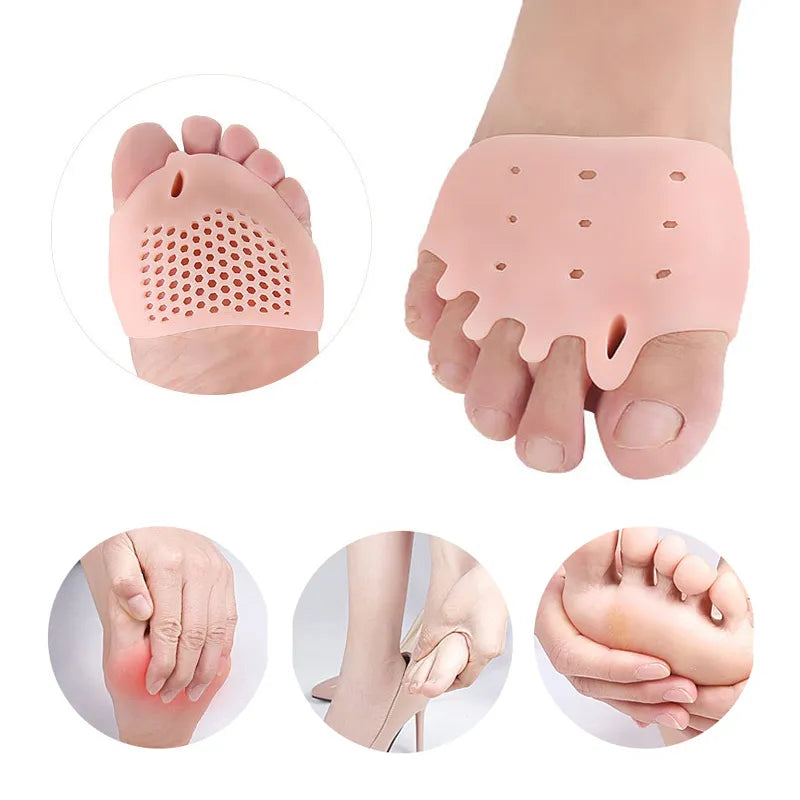 2pcs=1pair Toe Separator Hallux Valgus Corrector Finger Bunion Orthotics Protector Overlapping Forefoot Pad Foot Care Pedicure