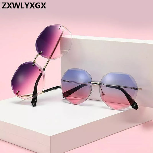 Fashion Lady Sun glasses 2020 Rimless Women Sunglasses Vintage Alloy Frame Classic Brand Designer Shades Oculos