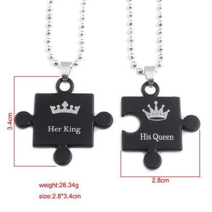 Beads Chain Crown Pendant Couple Necklace Lover's Jewlery Gifts For Women Men