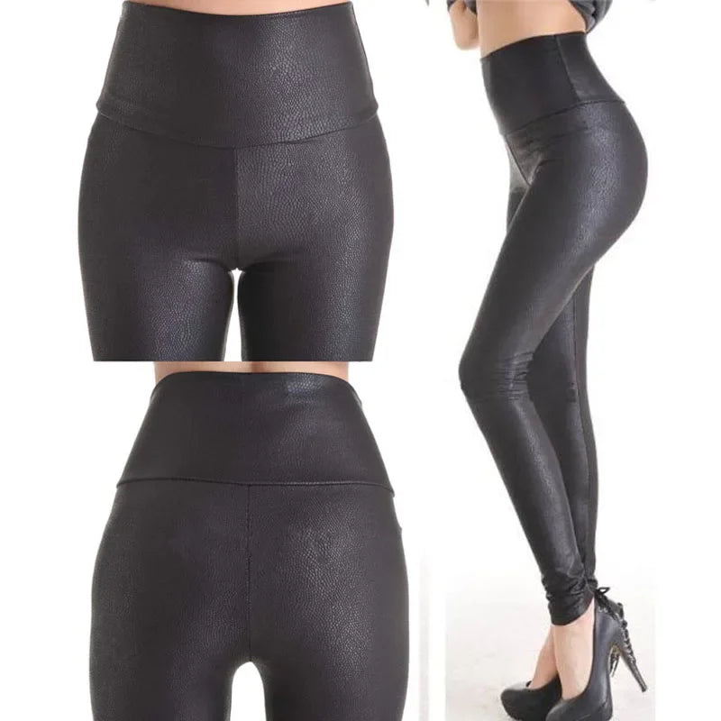 2024 New Sale Fashion Serpentine Sexy Leggings Womens Leggins Stretch High Waist quality Faux Leather Pants Plus Size