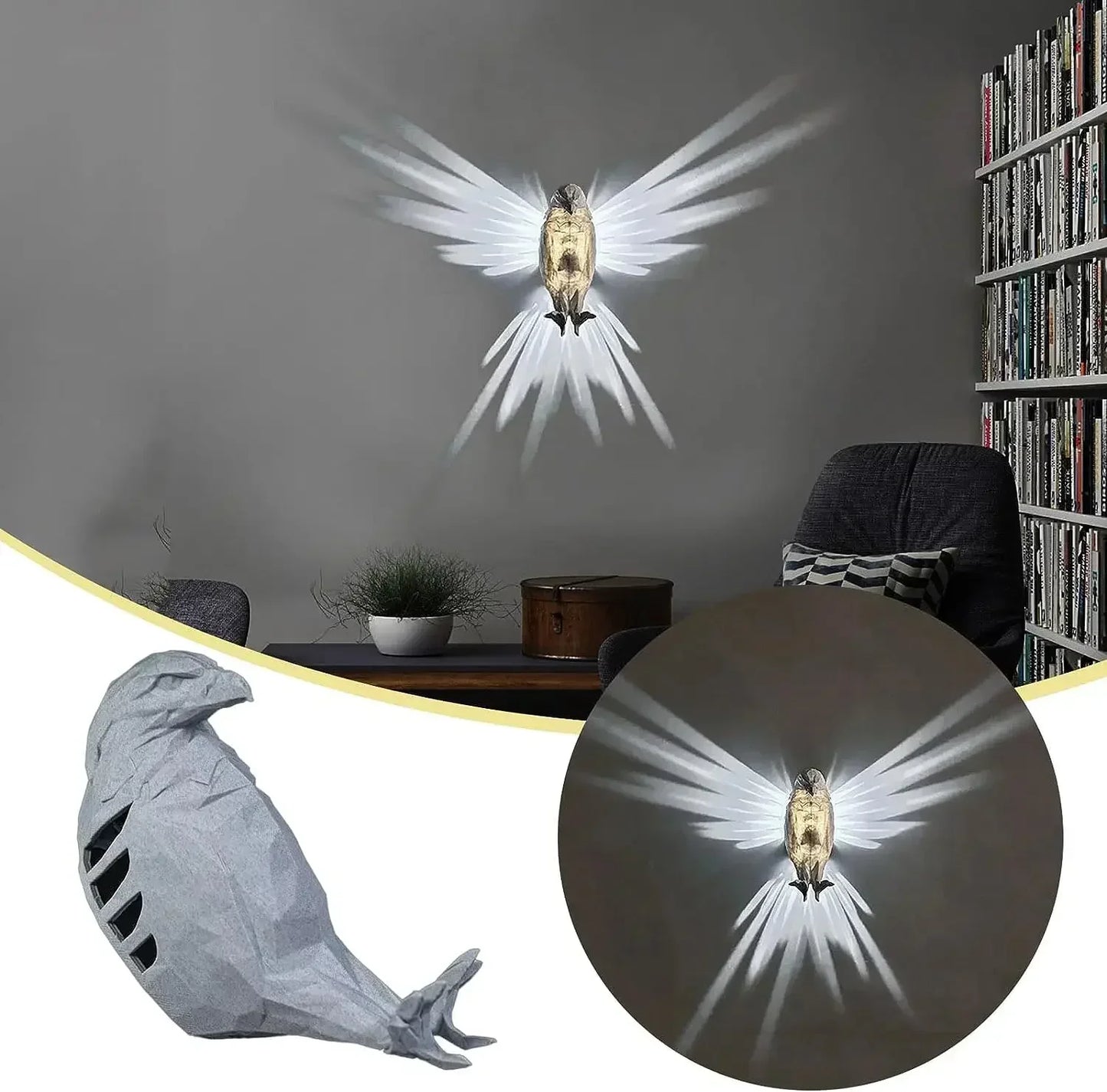 3D Animals LED Wall Light Night Owl Wall Lights  Plug into Wall Bald Eagle Wall Light Lion Lamp for Stairway Hallway, Kitchen