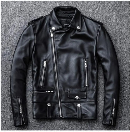 Free shipping.brand new black mens sheepskin jacket.biker soft genuine leather coat.fashion plus size style leather cloth