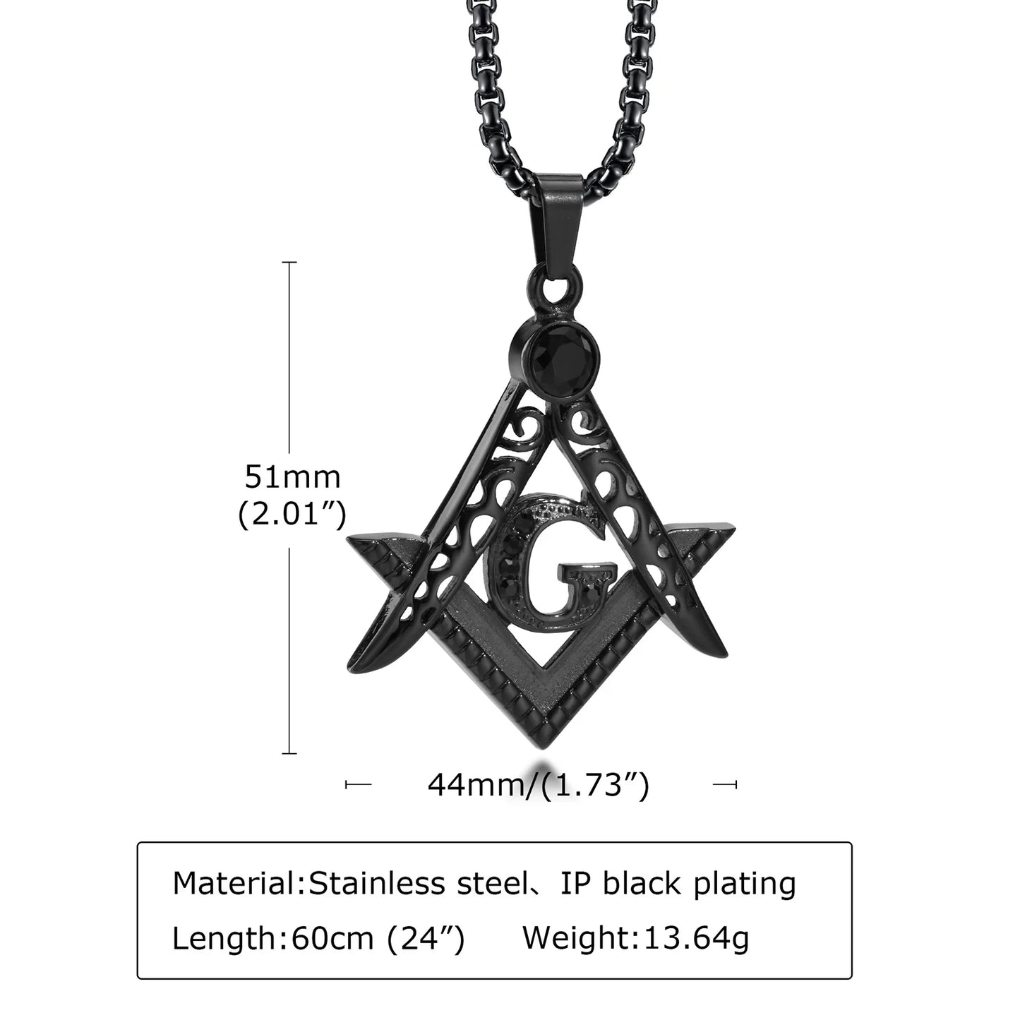 Masonic G Freemasonry Crest Necklace, Men Neclace, Stainless Steel Mason Masonic Symbol Pendant for Men Jewlery