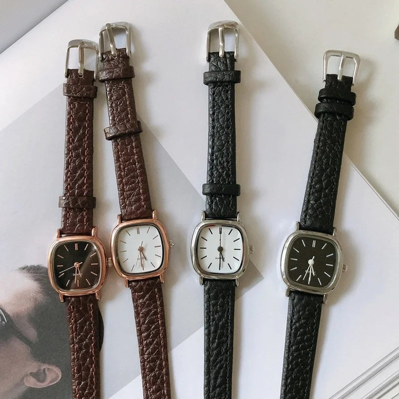 Women's Simple Vintage Watches for Women Dial Wristwatch Leather Strap Wrist Watch High Quality Ladies Casual Bracelet Watches