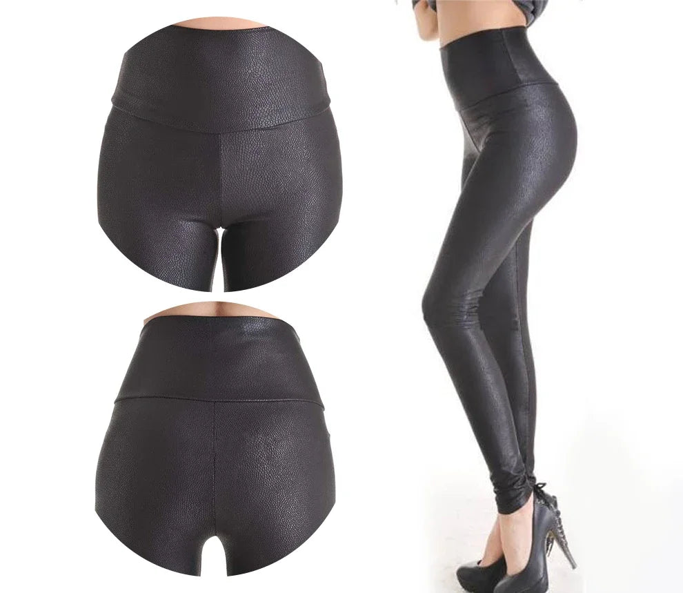 2024 New Sale Fashion Serpentine Sexy Leggings Womens Leggins Stretch High Waist quality Faux Leather Pants Plus Size