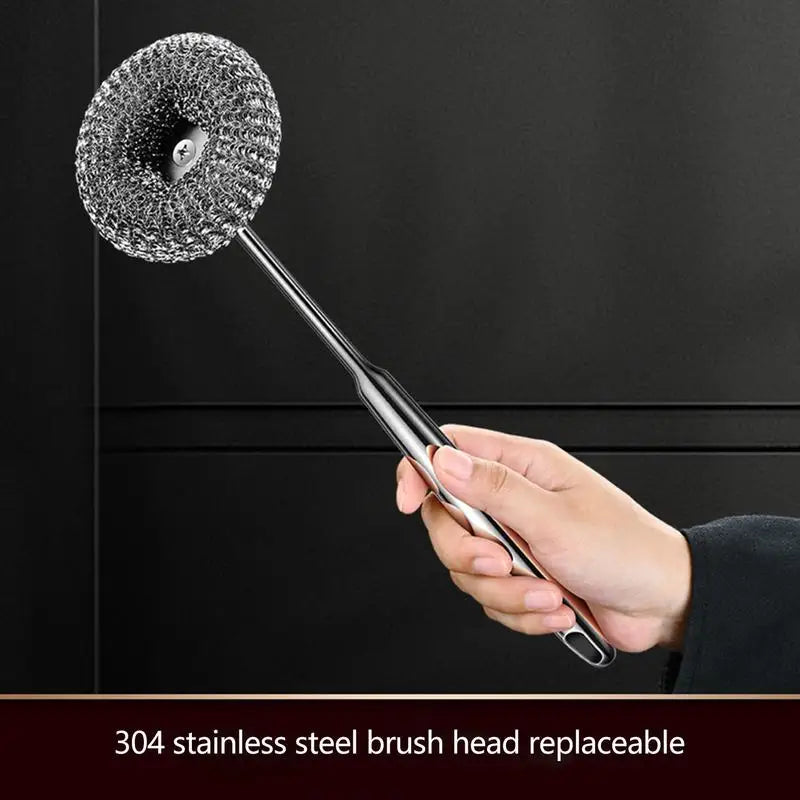 Stainless Steel Wool Scrubber Dish Scrubber Brush With Handle For Cleaning Dishes Durable Brush With Strong Cleaning Ability