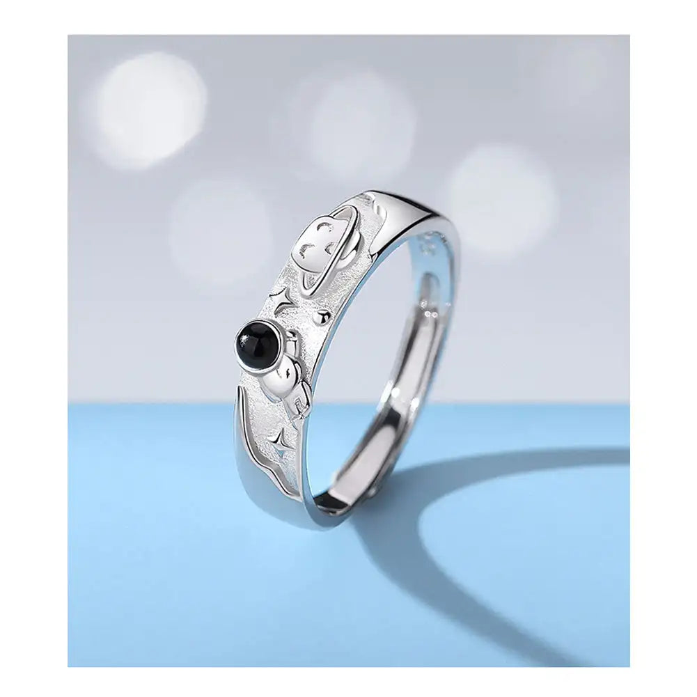 Fashion Moonstone Astronaut Temperament Couple Open Adjustable Lover Rings Wedding Jewlery Ring Gift for Women Men