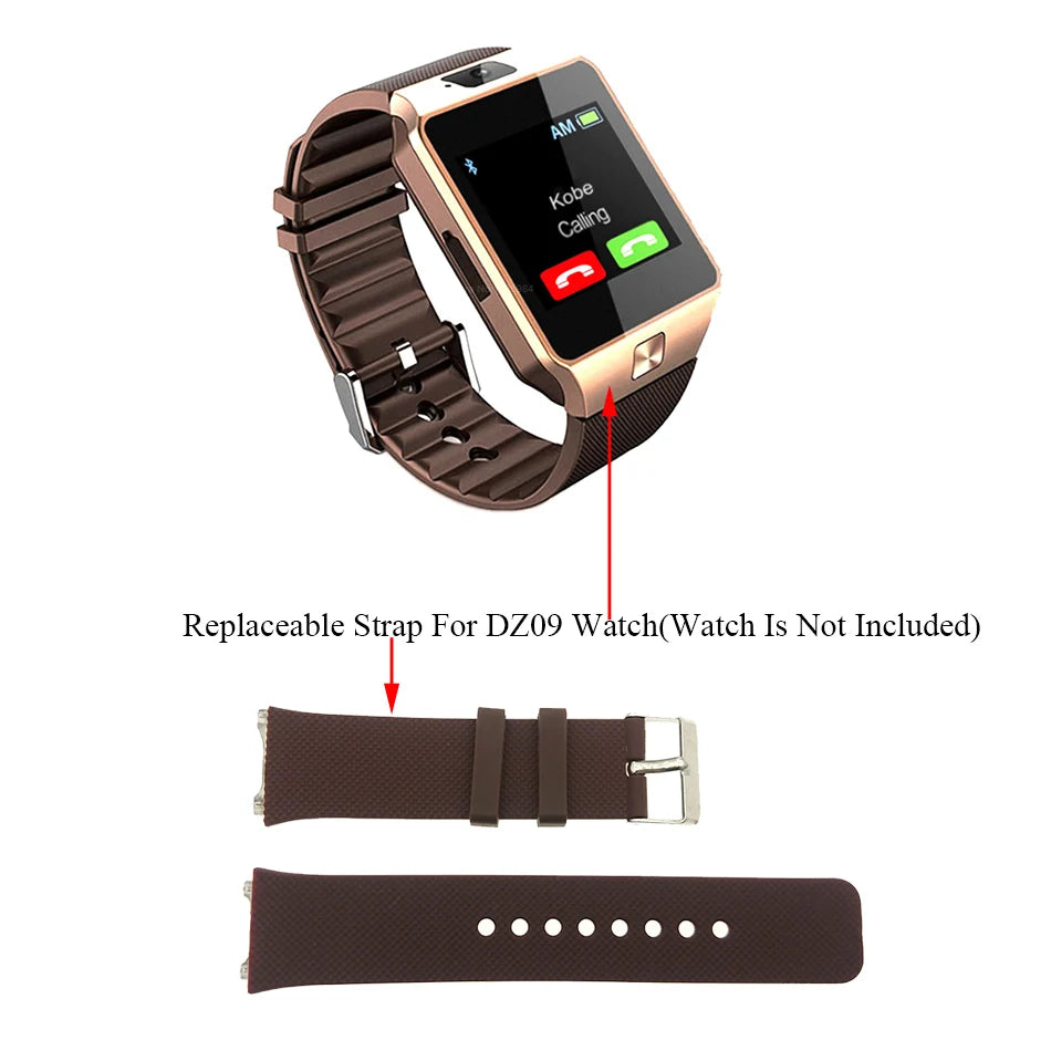 DZ09 Strap Smart Watch Smartwatch Silicone Replacement Watch Band Wrist Straps Belt Watchband Wristband + HD Screen Protector