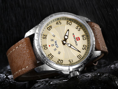 NAVIFORCE Brand Men Sports Watches Men's Quartz Date Clock Man Leather Strap Military Waterproof Wrist watch relogio masculino